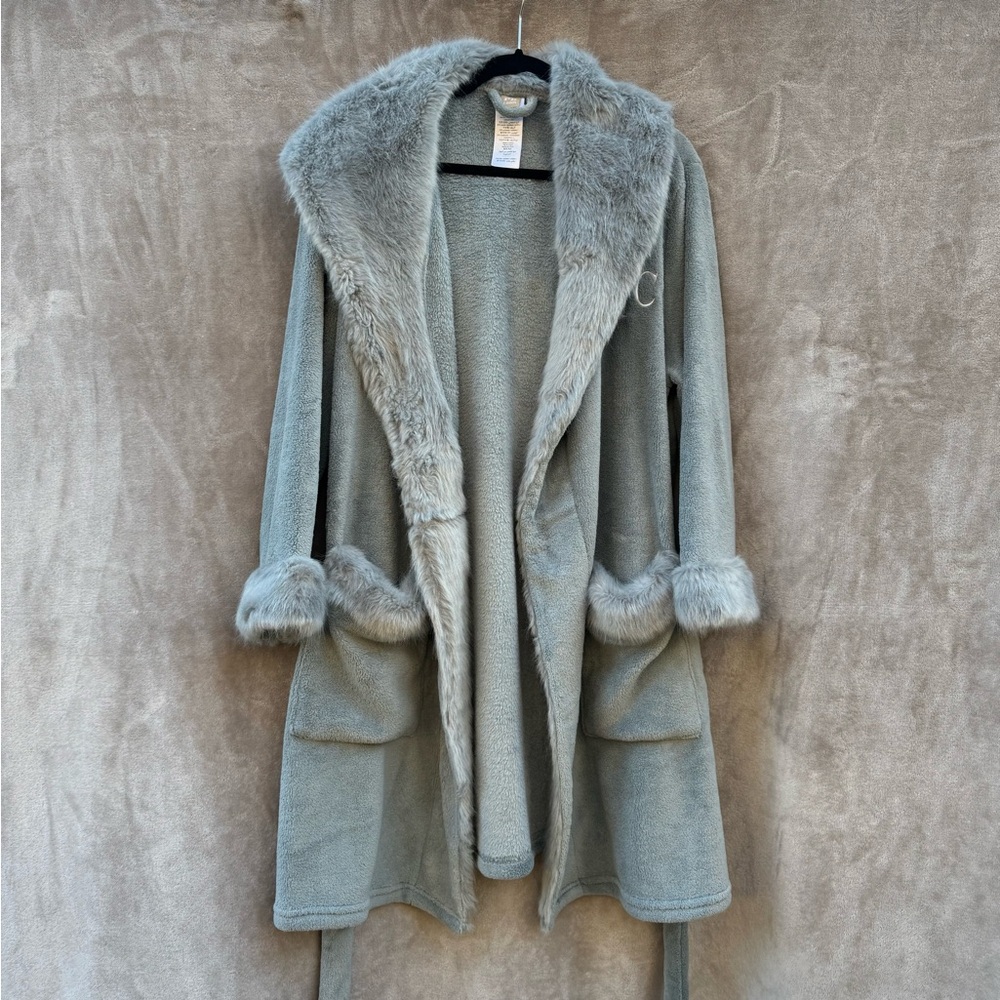 Pottery Barn Teen Gray Teddy Jacket with Faux Fur